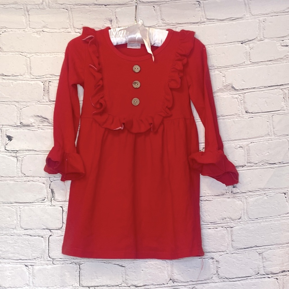 Red Long Sleeve Ruffle Top Girl’s Size Large Excellent Used Condition